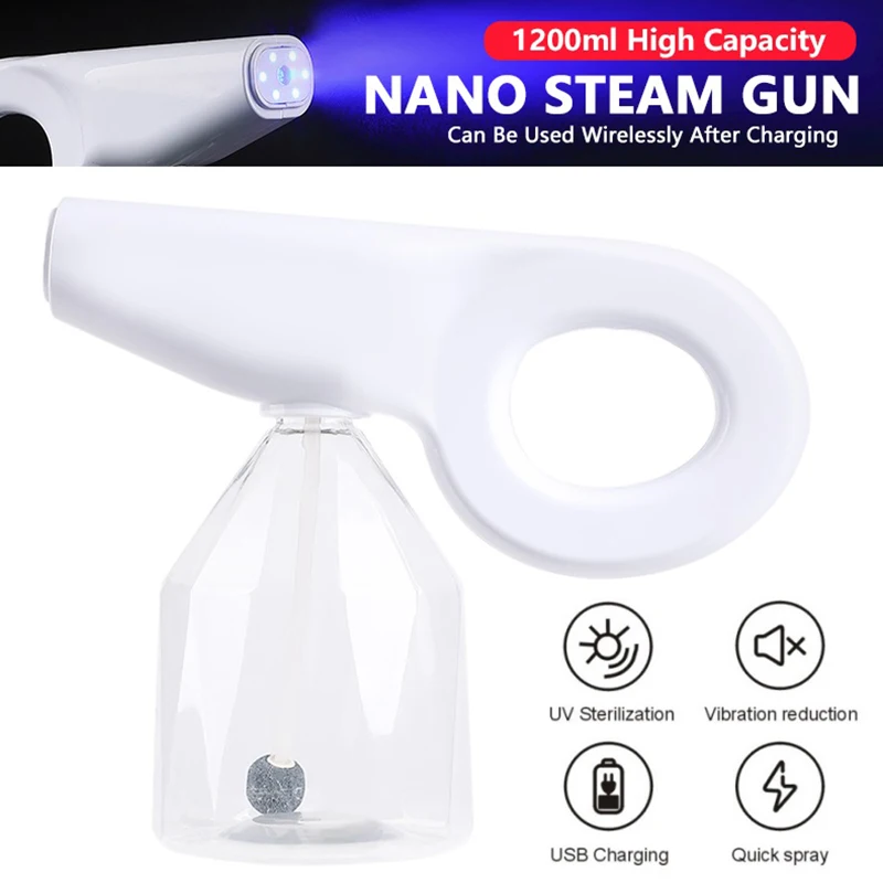 

Новинка 1200 мл мощный пистолет-распылитель для дезинфекции 7,4 в мощный паровой пистолет большой емкости перезаряжаемый распылитель дезинфе...