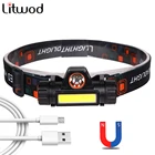 Светодиодный налобный фонарь XP-G Q5, Встроенный перезаряжаемый аккумулятор 18650, налобсветильник фонарь, налобный фонарь лм, рабочий свет Cob