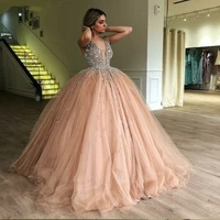 2020 luxury crystals quinceanera dresses ball gown tulle prom debutante sixteen sweet 16 dress vestidos de 15 anos