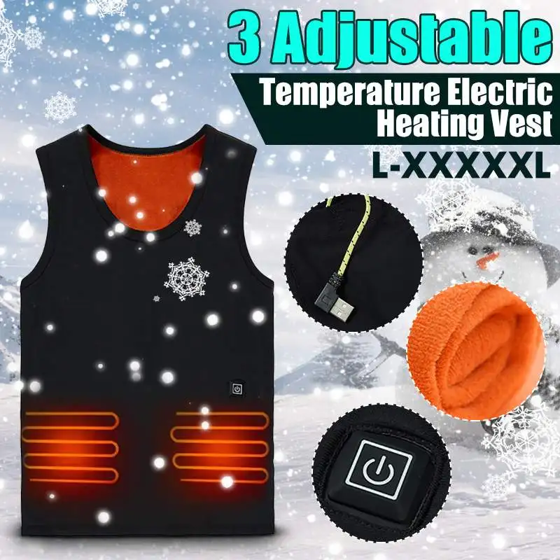 

USB Smart Electric Heated Vest Warm 3 Adjustable Temperature Levels Abdomen Back Heating Vest For Outdoor Hiking Cycling Skiing