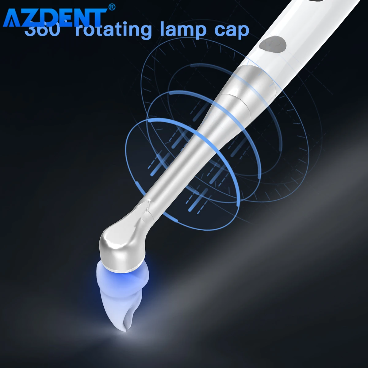 AZDENT Dental LED Curing Light Lamp 1 Second Cure 2mm Resin 1200-1400mw/cm² Cordless Metal Head 3 Models Adjustable