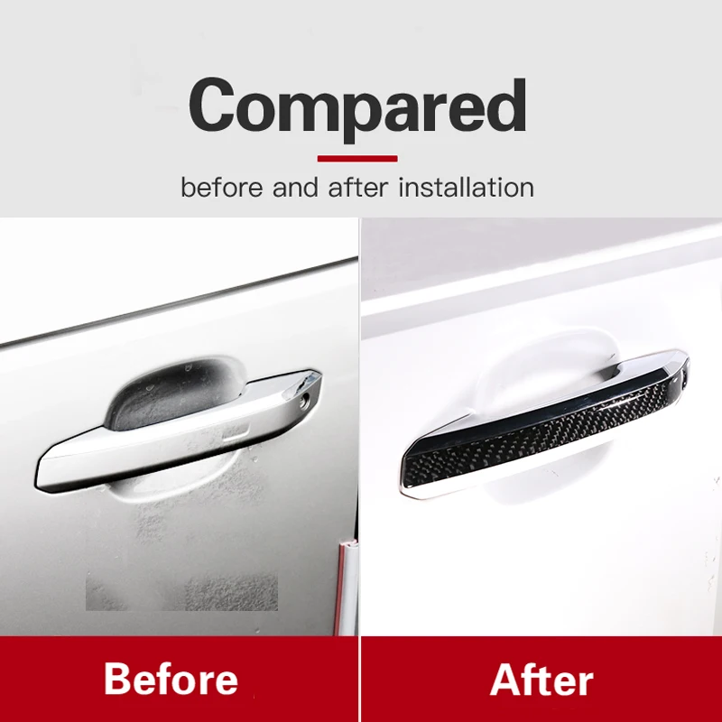 Betterhumz Car Styling Exterior Carbon Fiber Door Handle Anti-collision Strips Trim Cover For Audi A4 A5 2017-2022 Accessories | Автомобили