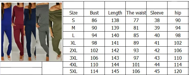 Off Shoulder Bodysuit Women Sexy Slash Neck Long Sleeve Pencil Pants Casual Women's Pocktes Jumpsuit Plus Size | Женская одежда