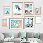 Пляжное кокосовое дерево Морская звезда мост автомобиль морской пейзаж плакаты и принты Настенная картина на холсте настенные картины для декора гостиной