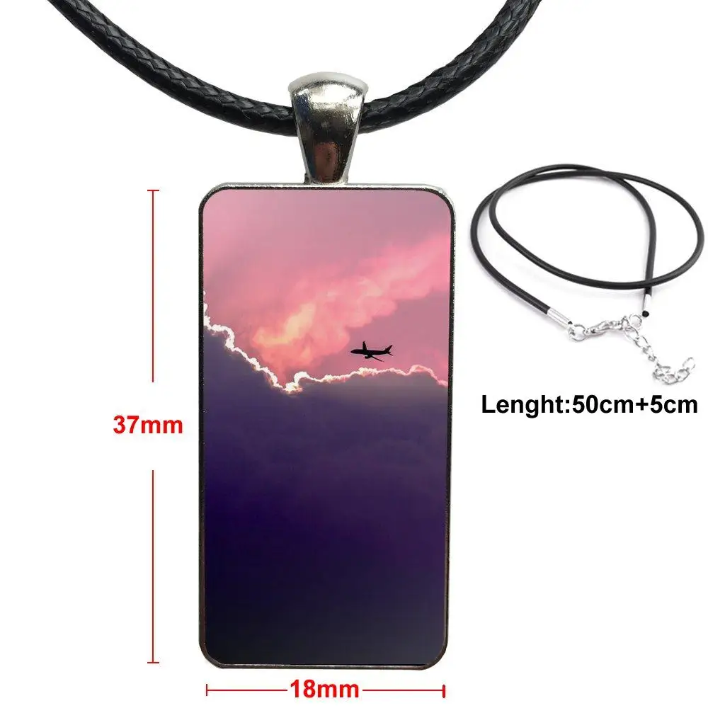 

Necklace Fashion Long Chain With Rectangle Necklace Jewelry For Women Kids Gift Pink Travel Does The Heart Traveling Aircraft