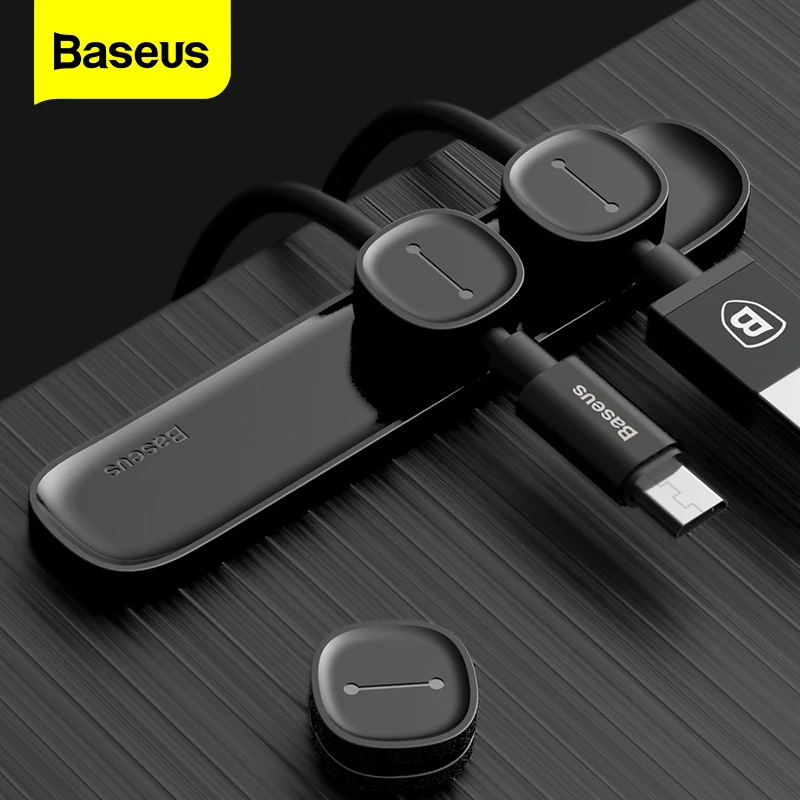 Baseus Магнитный органайзер для кабеля USB управление шнуром настольные держатели