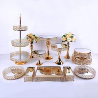 factory wholesale 28pcs set crystal metal cake stand cupcake decorations dessert pedestal wedding party display tray