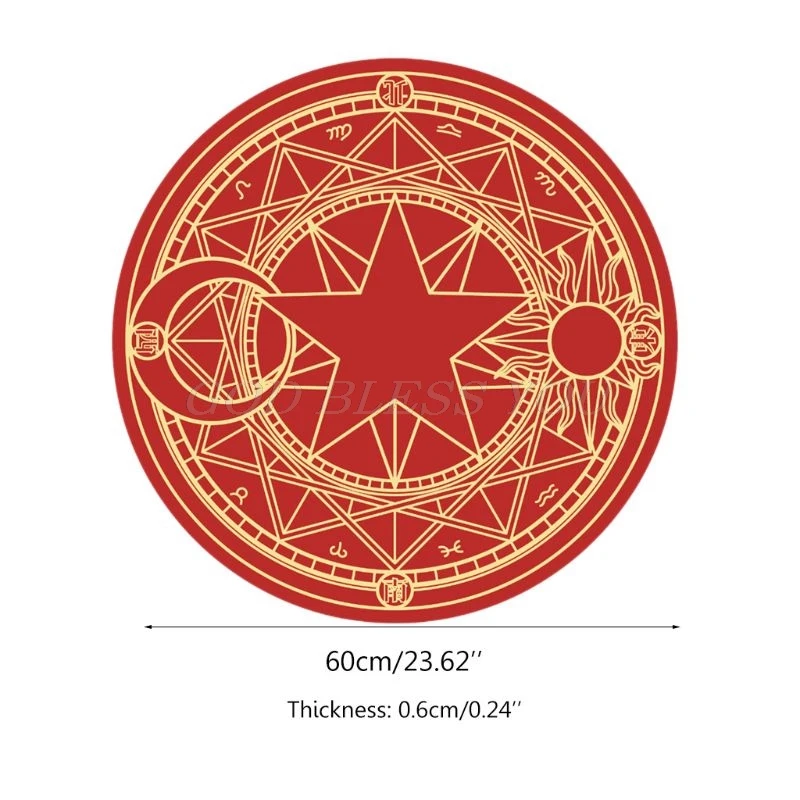

1pc Diameter 60cm Cartoon Rug Round Tarot Tablecloth Pentagram Sun Moon Divination Drop Shipping