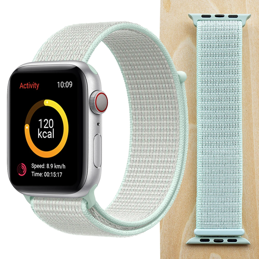 Teal Tint Новая высококачественная нейлоновая Спортивная петля для Apple Watch band Series 4 3 2 1 мягкий дышащий тканый ремешок 44 мм iwatch 42 мм 38 - Цвет ремешка: Teal Tint