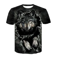 2021 wolf printed mens t shirt 3d animal print t shirt short sleeve black fashion round neck t shirt harajuku large t shirt