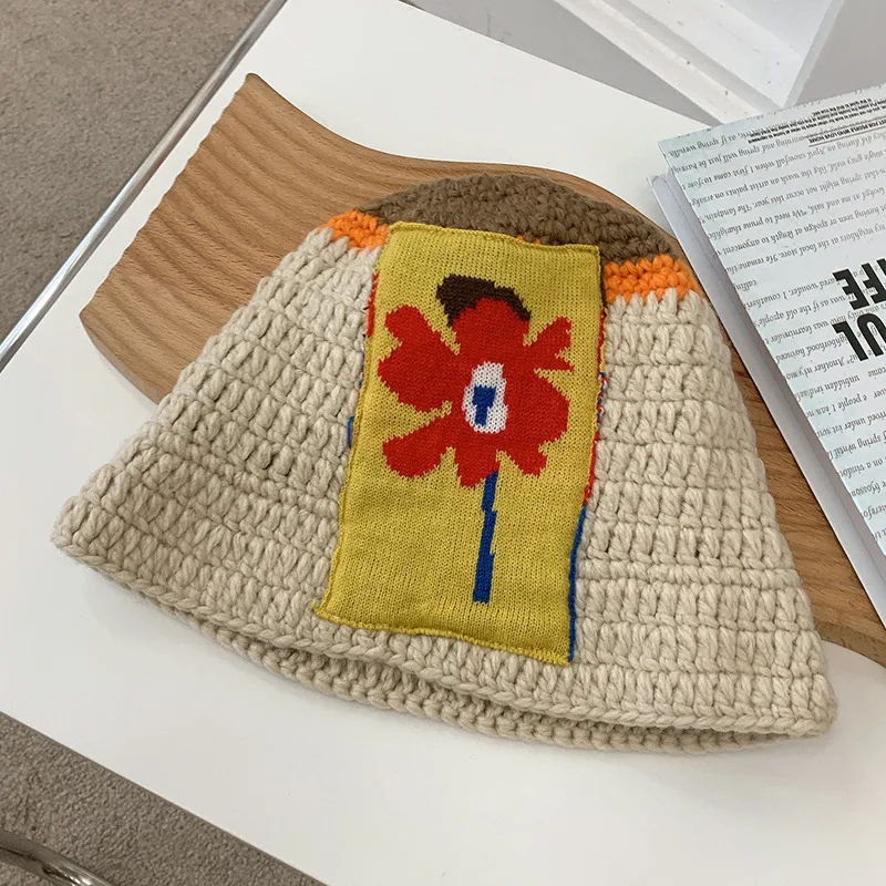 

Новая Рыбацкая шапка зимняя модная Корейская версия универсальная японская шапка для раковины женская шапка с цветочным узором Панама