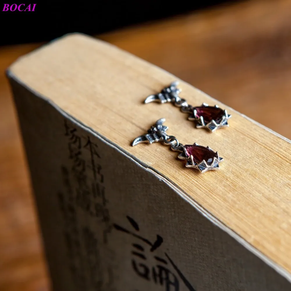 BOCAI S925 стерлингового серебра серьги &quotлетучая мышь&quot с украшением в виде