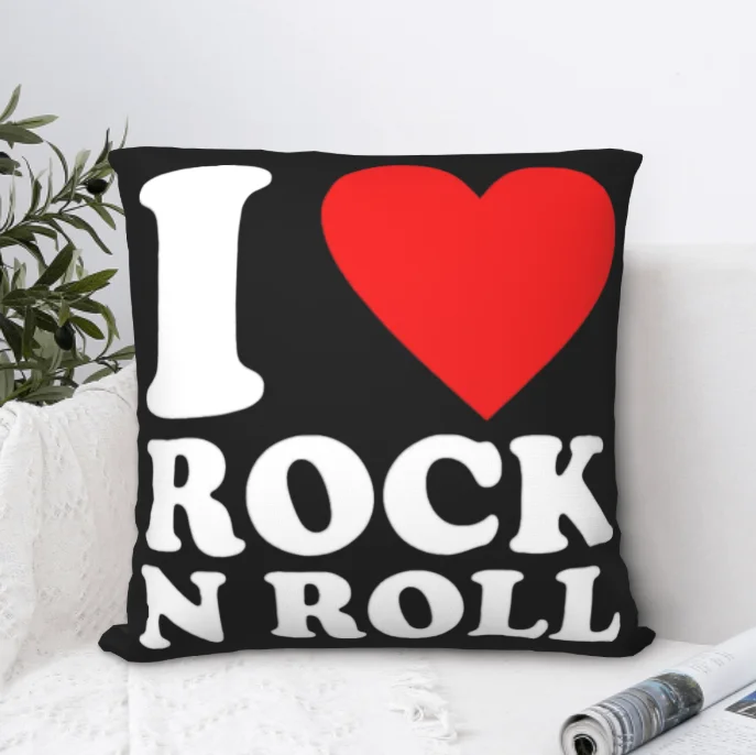

I-Love-rock-n-roll Print Pillow Case Art Cushion Covers for Sofa Pillowcase Decorative