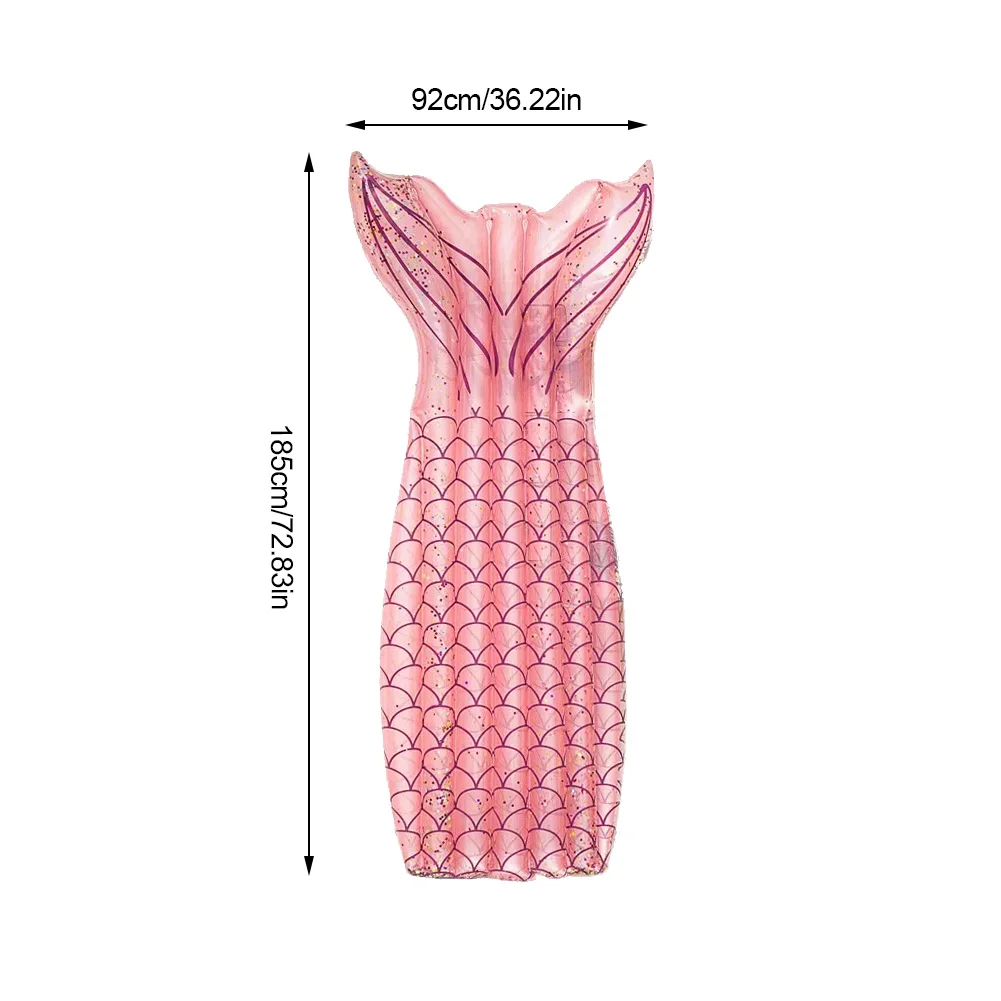 

1pc Summer Water Toy Mermaid Inflatable Floating Bed Sequined Fashionable Portable Water Inflatable Floating Mat Hammock