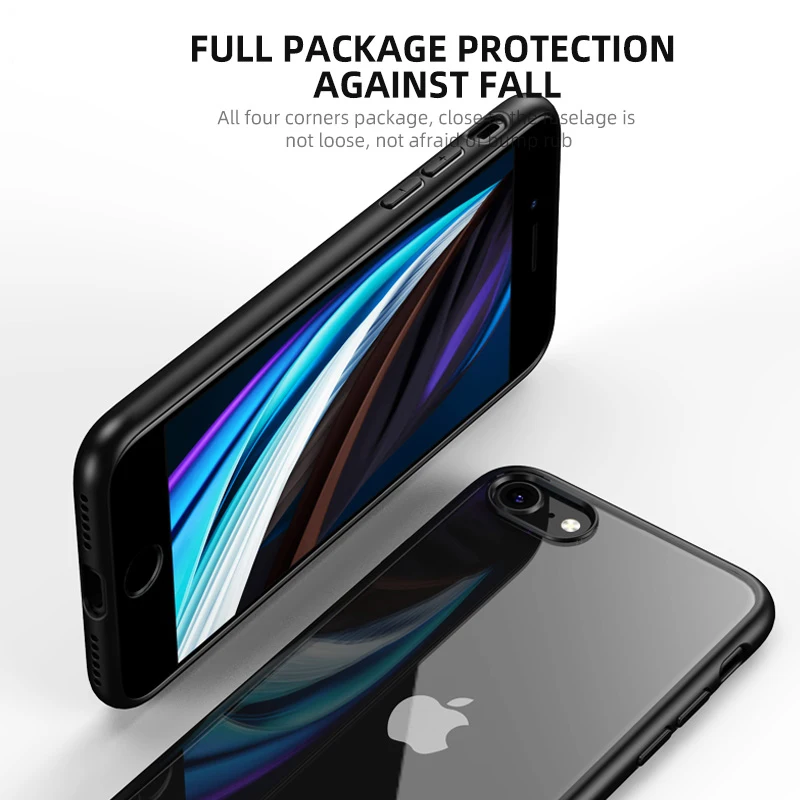 KEYSION Fashion Case for iPhone SE 2020 New SE2 Transparent Matte Shockproof Phone back Cover for iPhone XR XS Max X 8 7 Plus