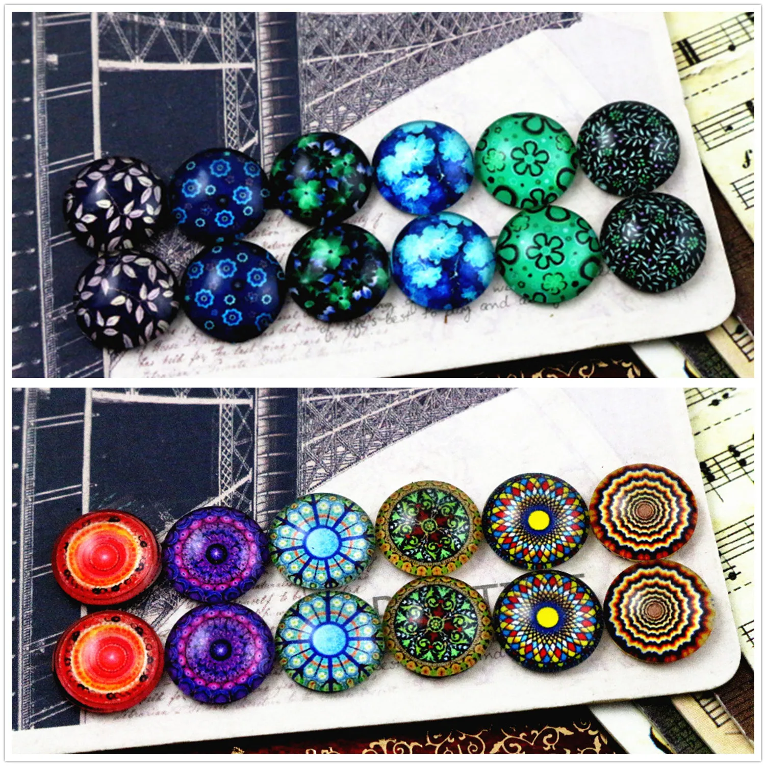 12 шт./лот (один комплект) два стиля мм Ретро цветы ручной работы стеклянные