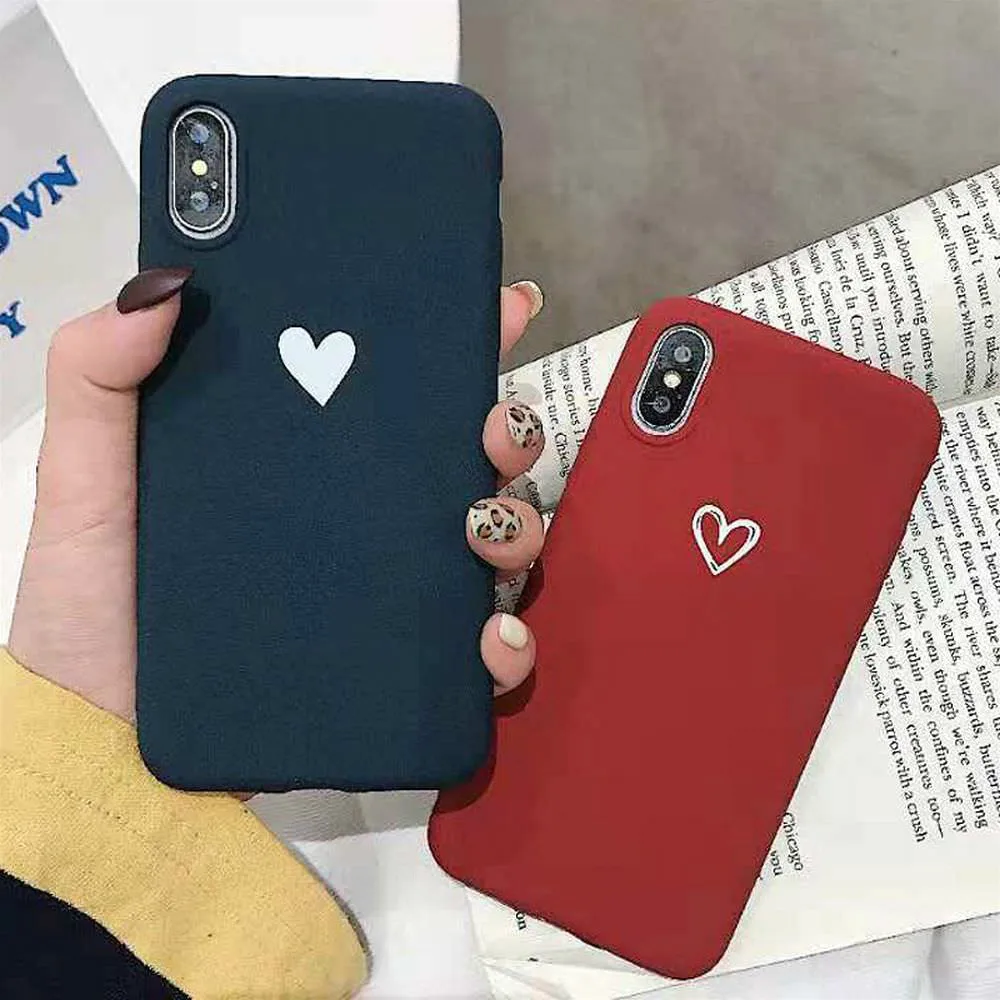 LCHULLE матовые милые чехлы с сердечками для IPhone XR XS MAX X Ультра тонкие мягкие ТПУ