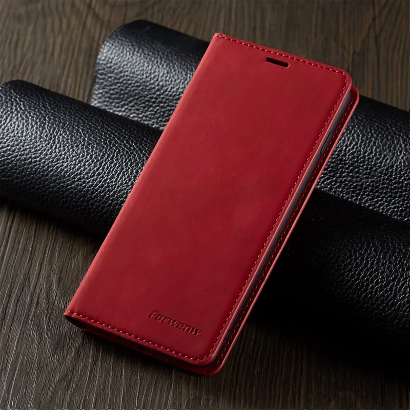 Красный Кожаный чехол-книжка чехол для samsung A50 A30 S10 S9 S8 J4 J6 плюс S10e A70 A60 A20 A40 A80 A90 A6 A7 A8 Магнитный кошелек 360 крышка - Цвет: Красный