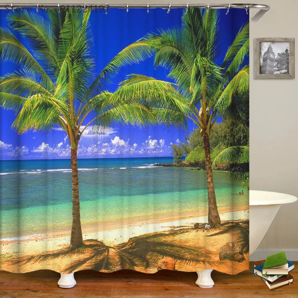 

Mediterranean Style Bathroom Shower Curtain High-end Texture Bright Bathroom Decor Fashionable Customizable Toilet Curtain