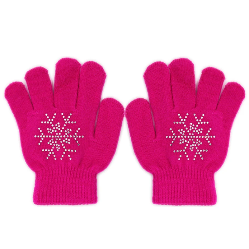 

Children Skating Gloves Full Finger Rhinestone Anti-slip Thermal Handwear Outdoor Sportswear Accessories Skiing Gloves
