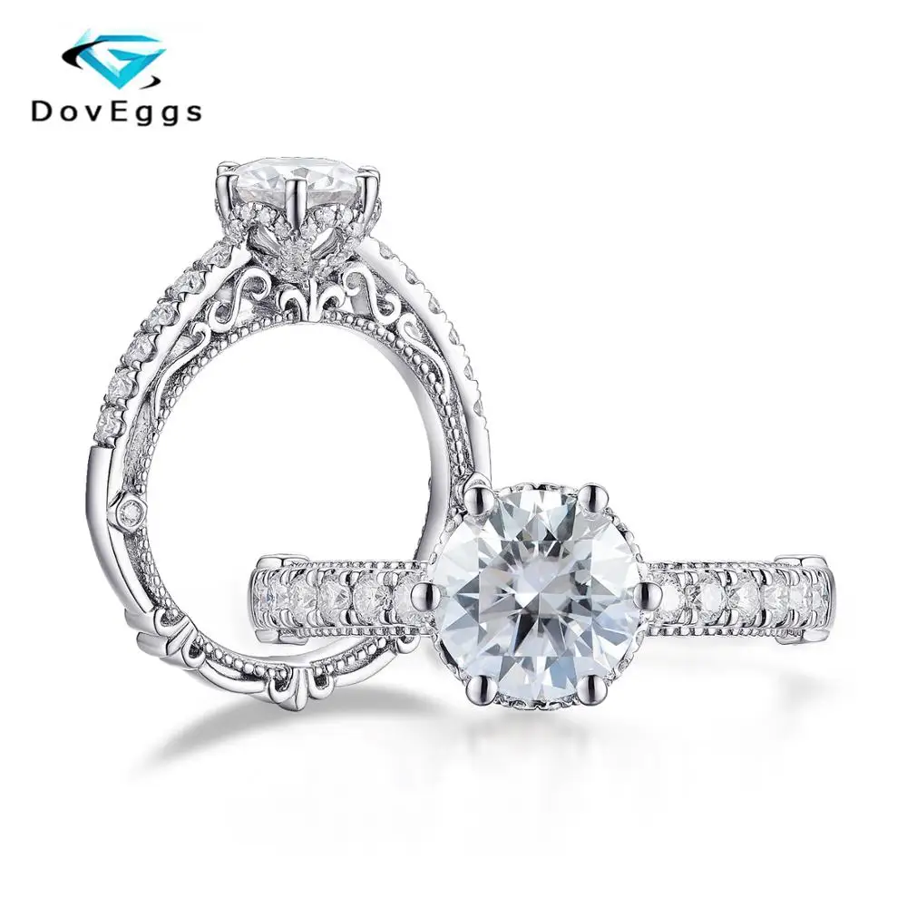 DovEggs Новое поступление Винтаж однотонные S925 стерлингового серебра центр 1.5ct 7 5mm