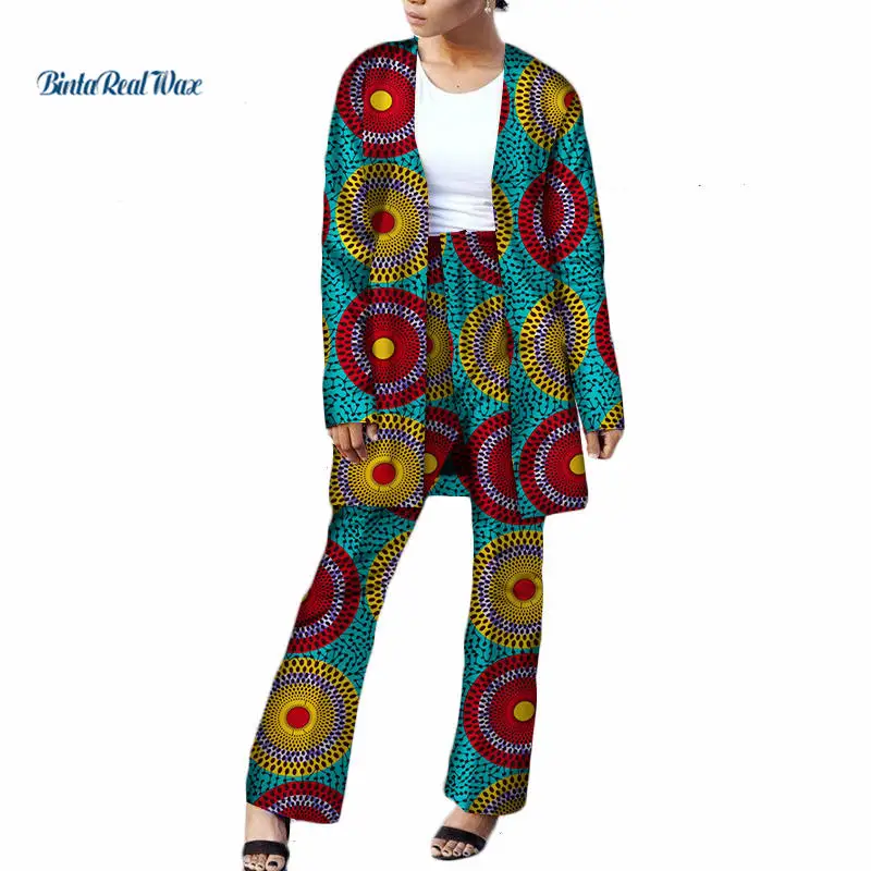 African Top and Pants Sets for Women 2 Pieces Bazin Riche Dashiki Clothing Print Long Shirts WY3593 | Тематическая одежда и