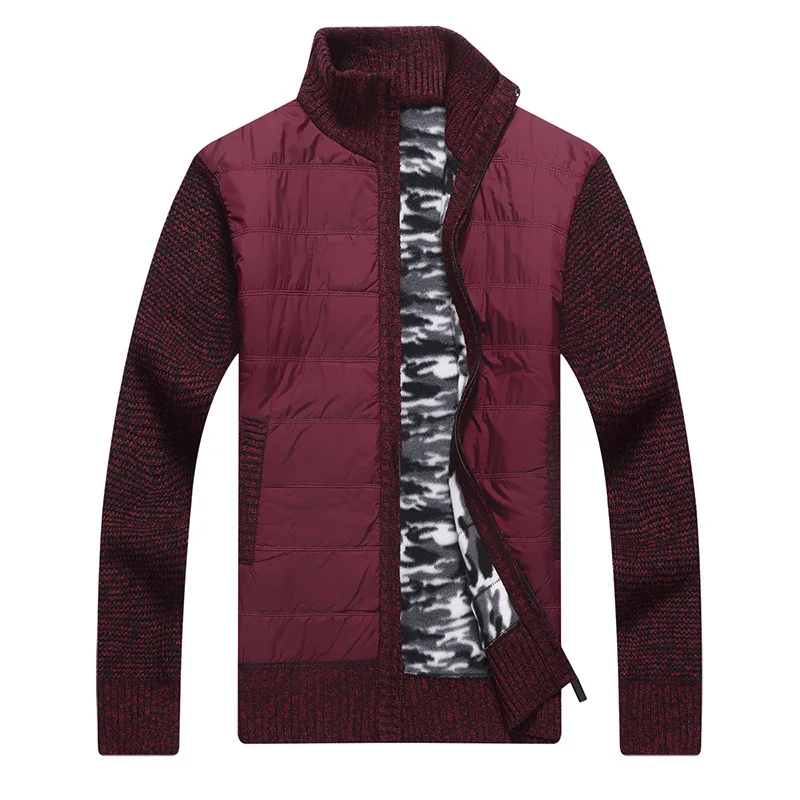 Мужская стойка Collarcotton кардиган осень зима теплые сапоги на молнии Oatchwork Slim Fit с
