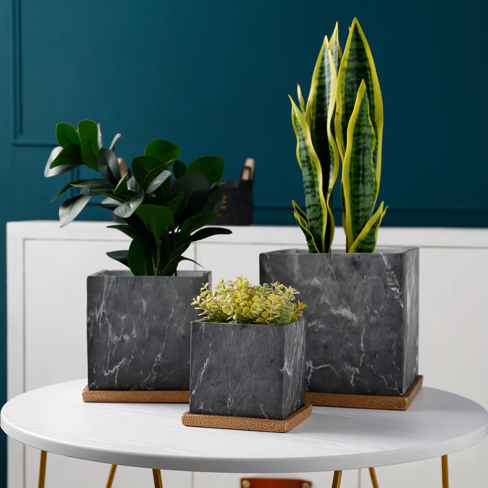 Скандинавский цементный цветочный горшок с имитацией мрамора