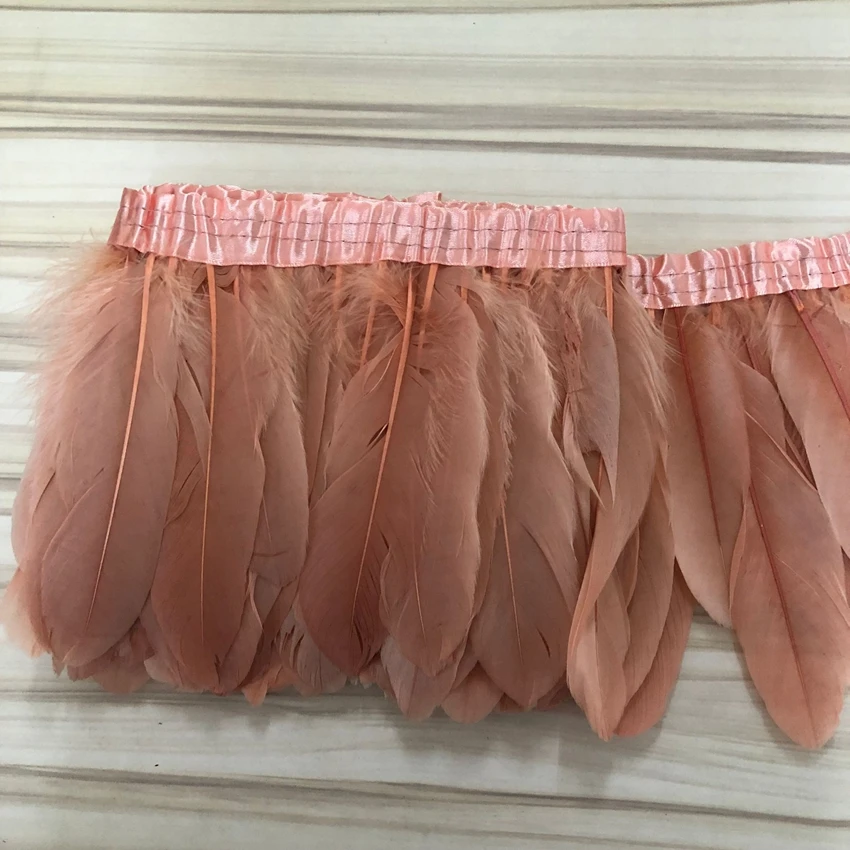 10 ярдов натуральные гусиные перья отделка окрашенная кожа розовый для