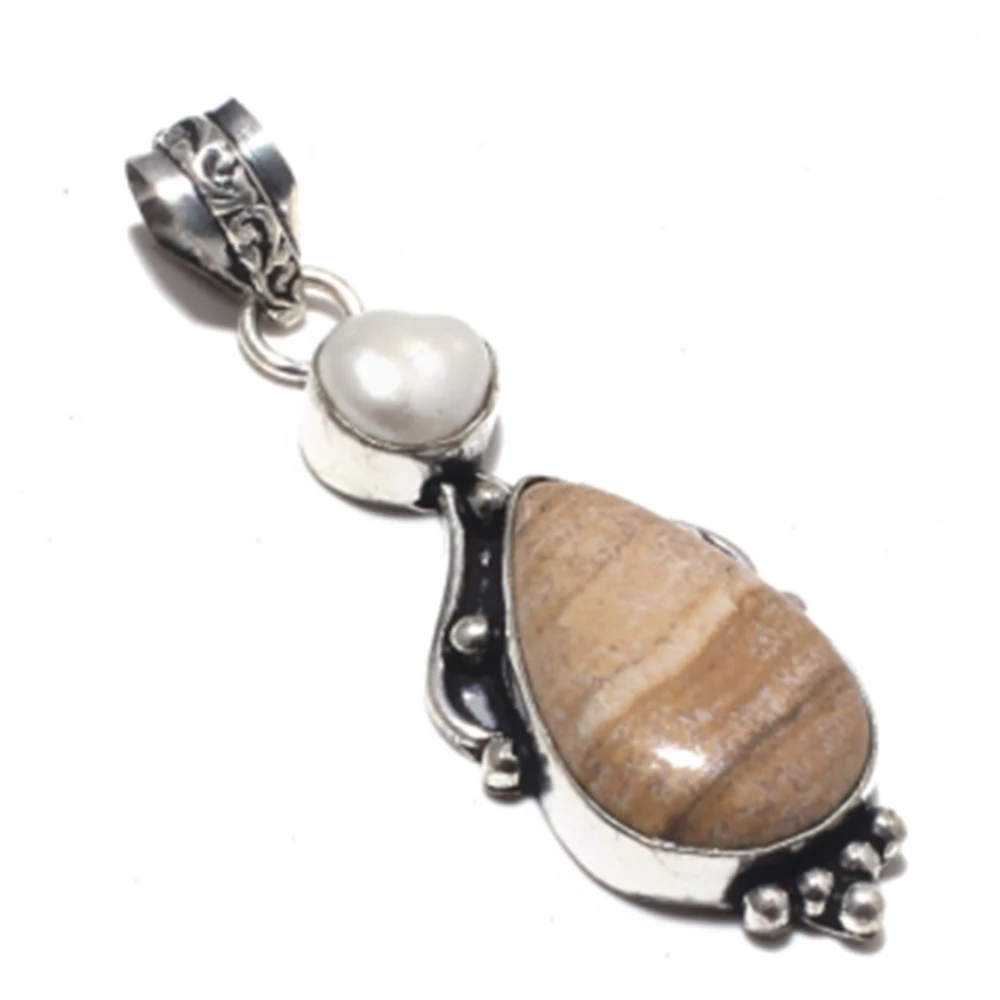 Подлинная картина подвеска из яшмы и жемчуга Biwa серебряное покрытие меди ручная