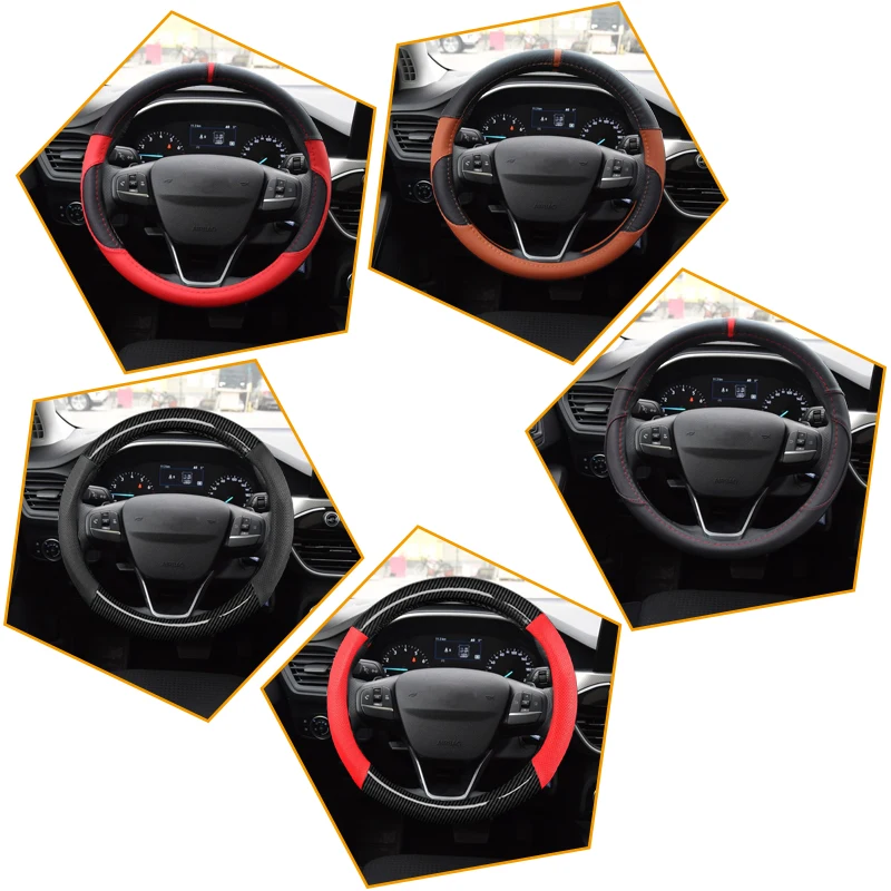 Чехол для руля Ford Focus 4 2018 2019 кожаный 38 см противоскользящий чехол на ступицу