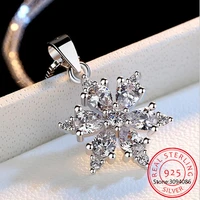 925 sterling silver jewelry aaa zircon snowflake pendant neckace for women gift chain choker collares colar de prata s n134