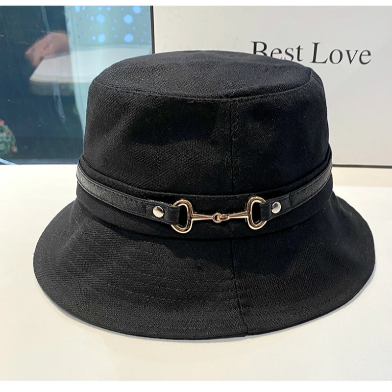 

2021 New Style Hat Female Spring Autumn KPOP Version Casual Chain Fisherman Hat Woman Japanese Shade Bath Hat Bucket Cap
