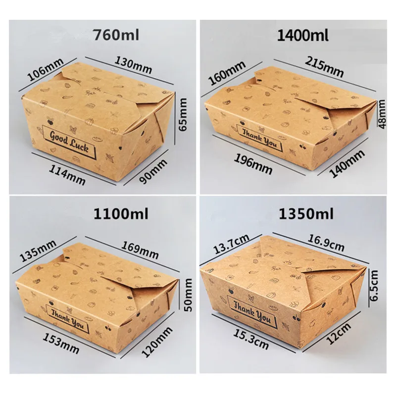 

25pcs Disposable kraft paper takeaway packaging box fried chicken pasta snack food containers BBQ picnic kitchen accessories