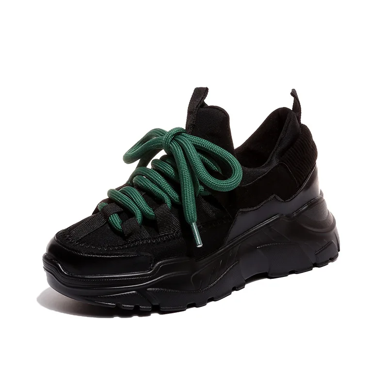 

2022 autumn new round head dad shoes women round head inner raised thick bottom color matching sneakers women A1-13