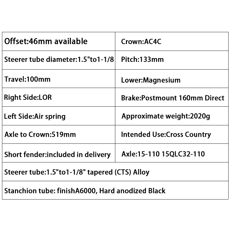 Вилка SR SUNTOUR RAIDON 2021 для горного велосипеда ход 27 5/29 дюймов тип амортизатора 100 мм