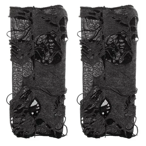 Перчатки Casaul с разрезами, сексуальные готические перчатки без пальцев, перчатки для Хэллоуина, черные, с разрезами, с декором, для косплея, для взрослых - изображение