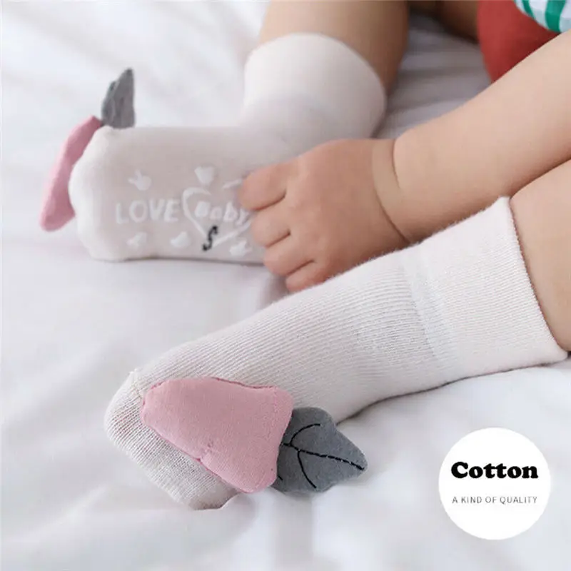 Милые носки-тапочки для малышей Нескользящие хлопковые с объемным рисунком