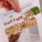 Женские серьги в стиле ретро, новые богемные геометрические акриловые серьги-кольца для женщин, висячие серьги с кисточками, 2021, трендовый набор, ювелирные изделия, серьги