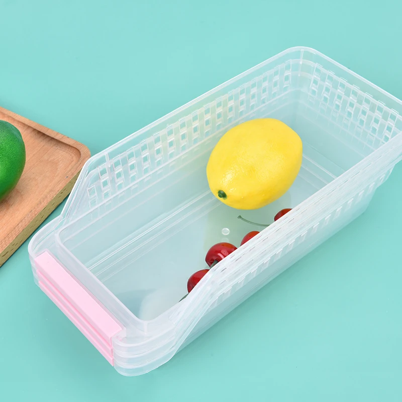 Kitchen Refrigerator Storage Containers With Handles 30cm Overall Length For Pantry Drawer Clear Plastic Organizer Trays Bins | Дом и сад