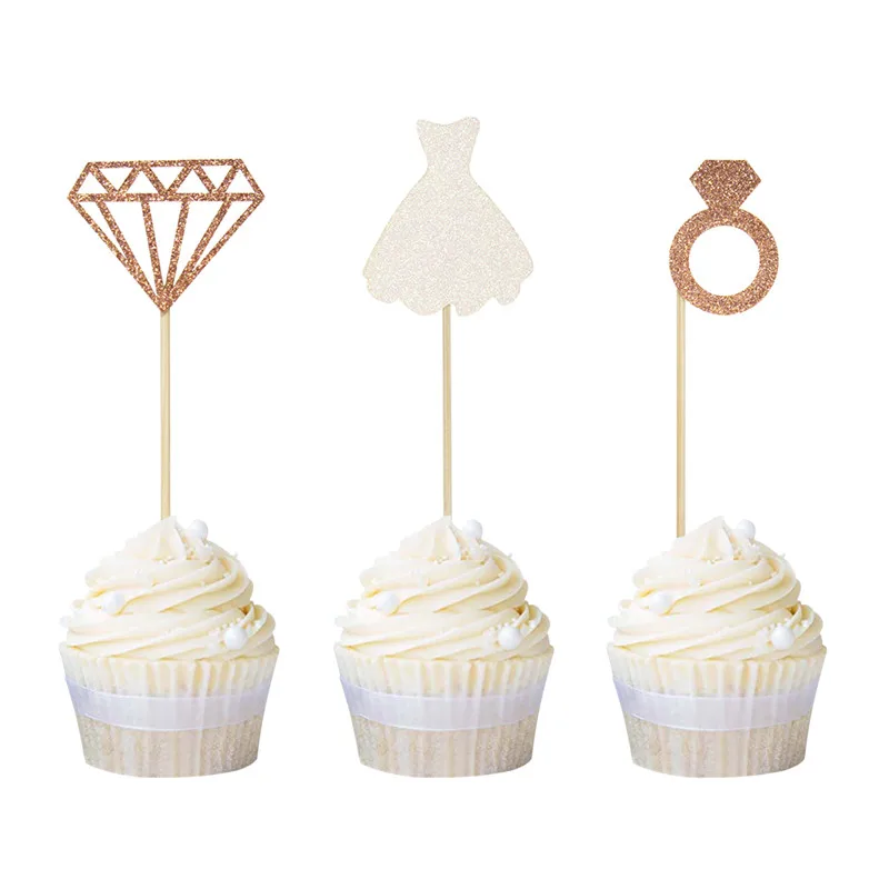 АЛМАЗНОЕ КОЛЬЦО Cakelove 12 шт. свадебная корона для капкейков верхние части