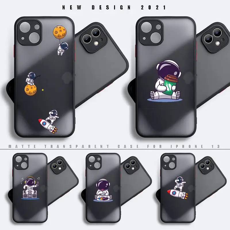 

Cartoon Astronaut Silicone Phone Case for iphone 13 12 XS 11 pro max mini SE 2020 7 8 plus X XR case matte transparent coque