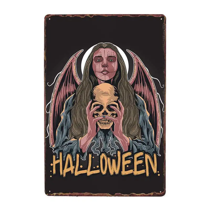 Halloween Party Metal Tin Sign Vintage Pub Plate Poster Wall Decor For Bar Club Shop Decorative Plates Iron Painting | Дом и сад