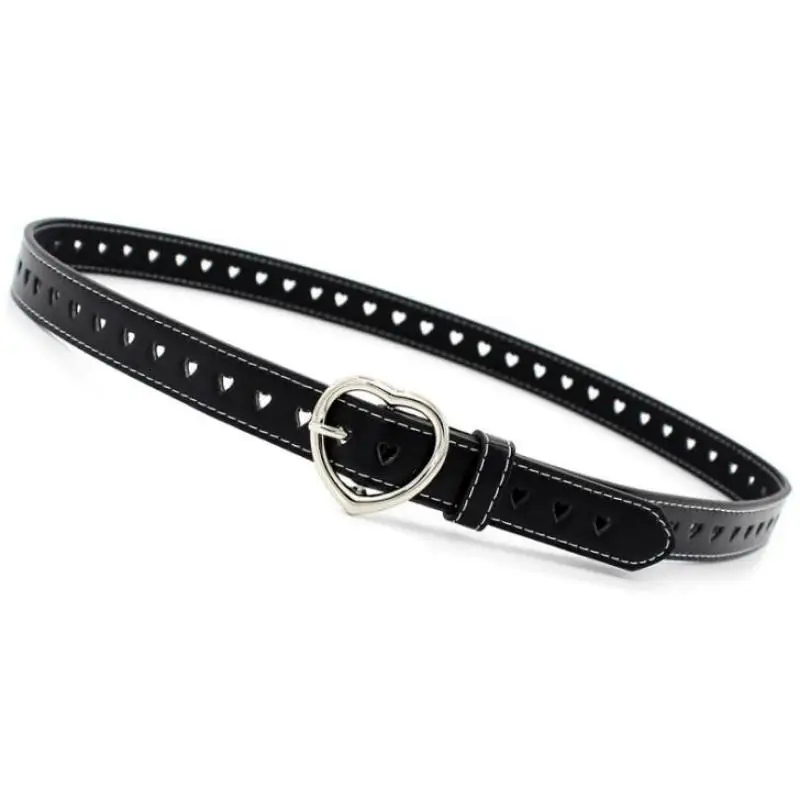 Fashion Women Solid Color Belt Unisex Hollow Out Heart Holes Belts Streetwear Faux Leather Pants Adjustable 105cm | Аксессуары для
