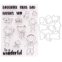 2021 new girl boy dog cat stamp and dies transparent clear silicone stamp cutting die set for diy scrapbooking photo decorative