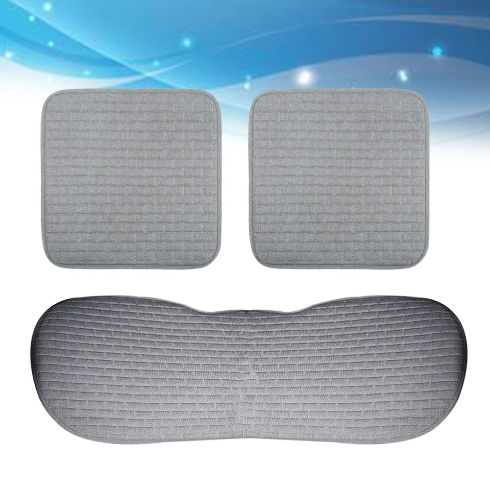 

3pcs Fabrics Car Seat Cushion without Backrest Car Seat Cover Ties Three-Piece Non-Slip Car Mat Car Seat Cover(Purple)