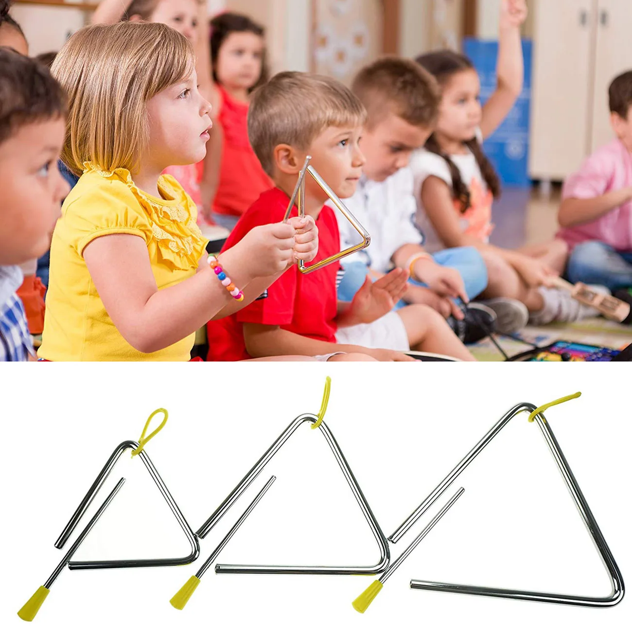 5/6/7/8 Inch Percussion Instrument Orff Triangle Bell Children Music EarlyChildhood Musical Education Toys |