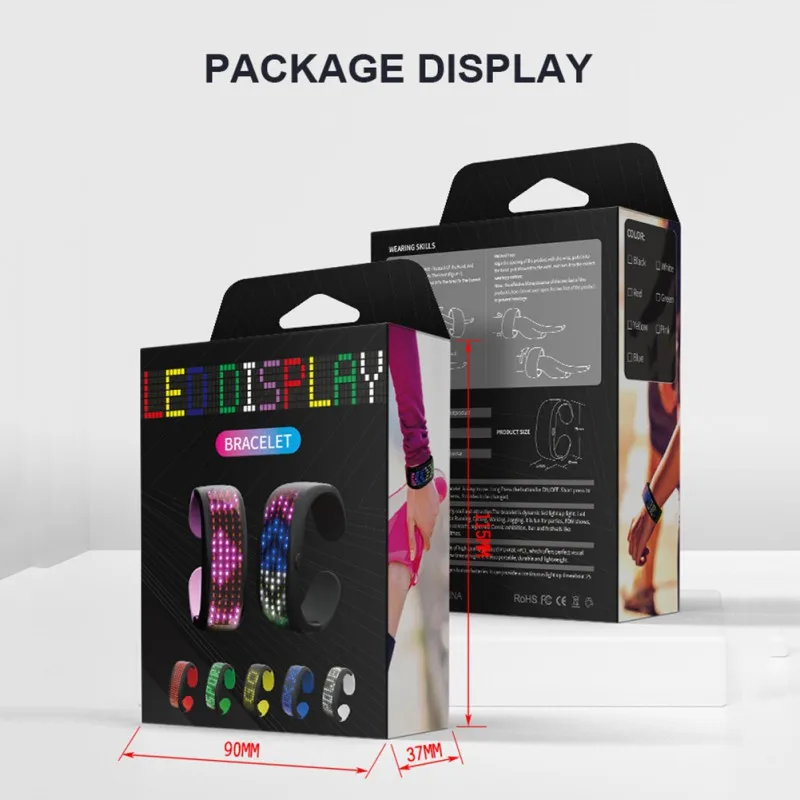 

Rechargable Glow Bangle LED Display Screen Luminous Wristband Bracelet Night Running Performance Party Cheer Props Accessories