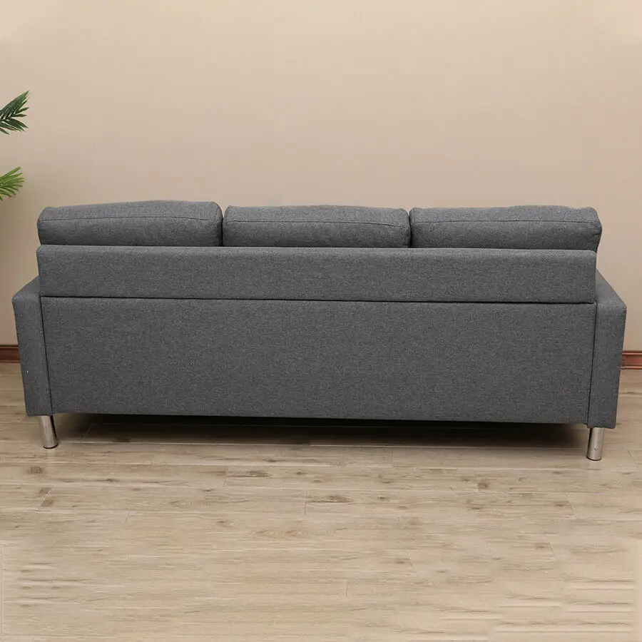 Modern 3 Seater Left Right Corner Sofa W/ Linen Armrest Bed Couches Footstool | Мебель
