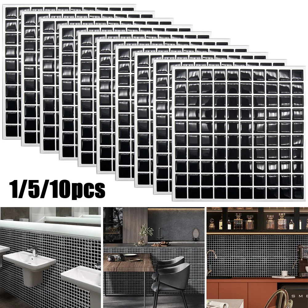 

Эпоксидная самоклеящаяся настенная плитка для кухни, ванной, мозаичная плитка, наклейка, черная водонепроницаемая бумага, кирпич, камень, о...